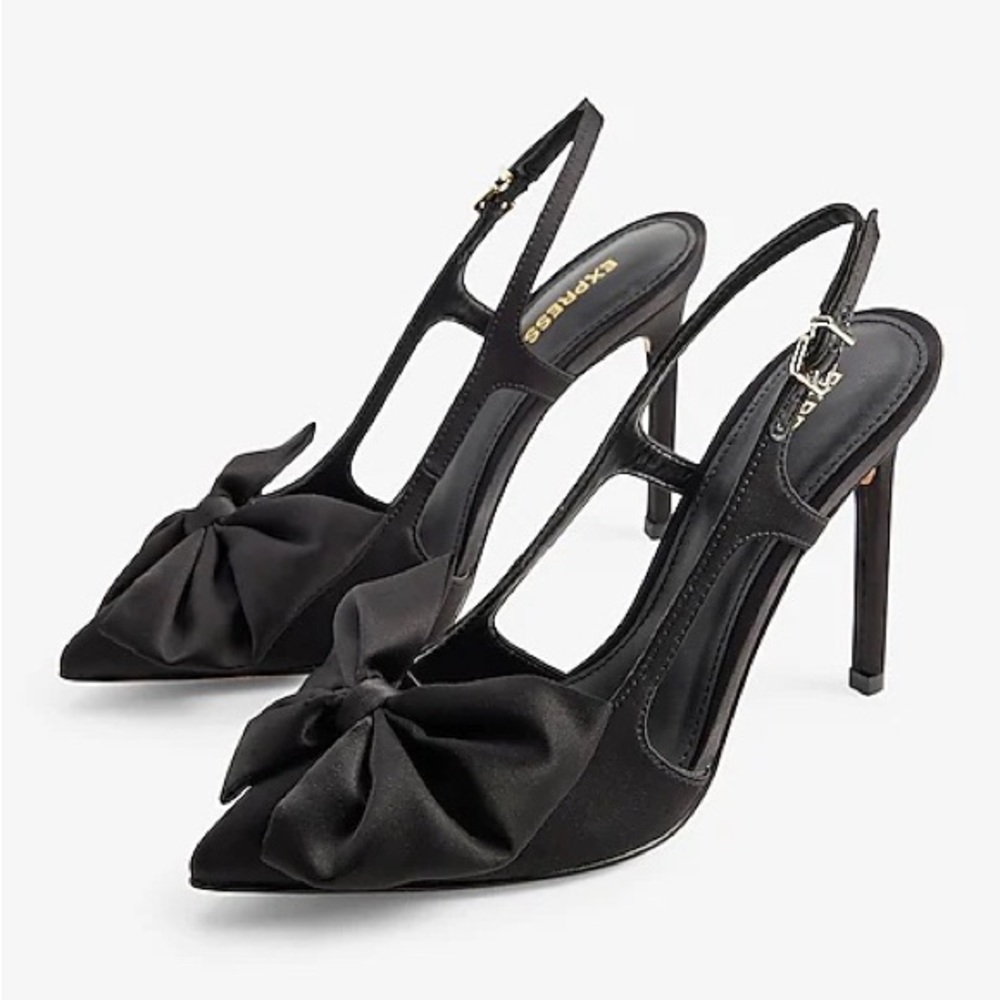 EXPRESS POINTED TOE BOW SLINGBACK HEELS